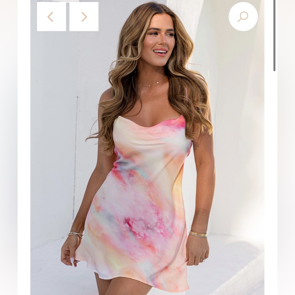 RESA Pink Multiwatercolor Slip Dress
